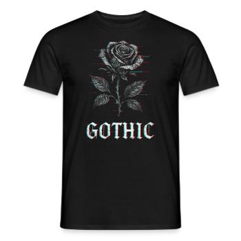 Gothic Rose mit Glitch Effekt - Männer T-Shirt - Schwarz - Vorne - AI Model Male 178 light (178cm)