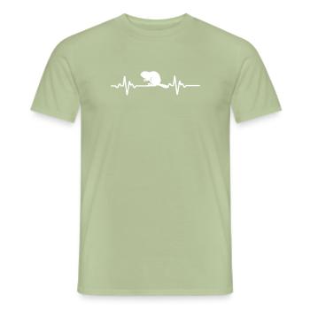 Biber Herzschlag - Männer T-Shirt - Sage - Vorne - AI Model Male 178 light (178cm)