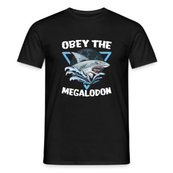 Obéis au mégalodon - T-shirt homme - noir - Devant - AI Model Male 178 light (178cm)