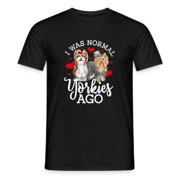 2 Yorkies Vorher Yorkshire Terrier Hund - Männer T-Shirt - Schwarz - Vorne - AI Model Male 178 light (178cm)