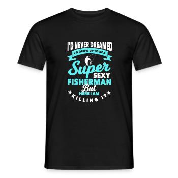 angler - Men's T-Shirt - black - Front - AI Model Male 178 light (178cm)