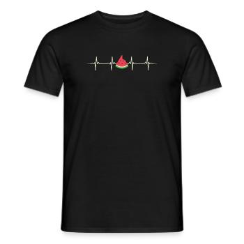 Pastèque rythme cardiaque - T-shirt homme - noir - Devant - AI Model Male 178 light (178cm)