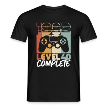 40 Anniversaire Naissance 1982 Niveau 40 Complet - T-shirt homme - noir - Devant - AI Model Male 178 light (178cm)