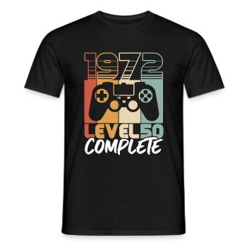 50 Birthday Born 1972 Level 50 Complete - Men's T-Shirt - black - Front - AI Model Male 178 light (178cm)