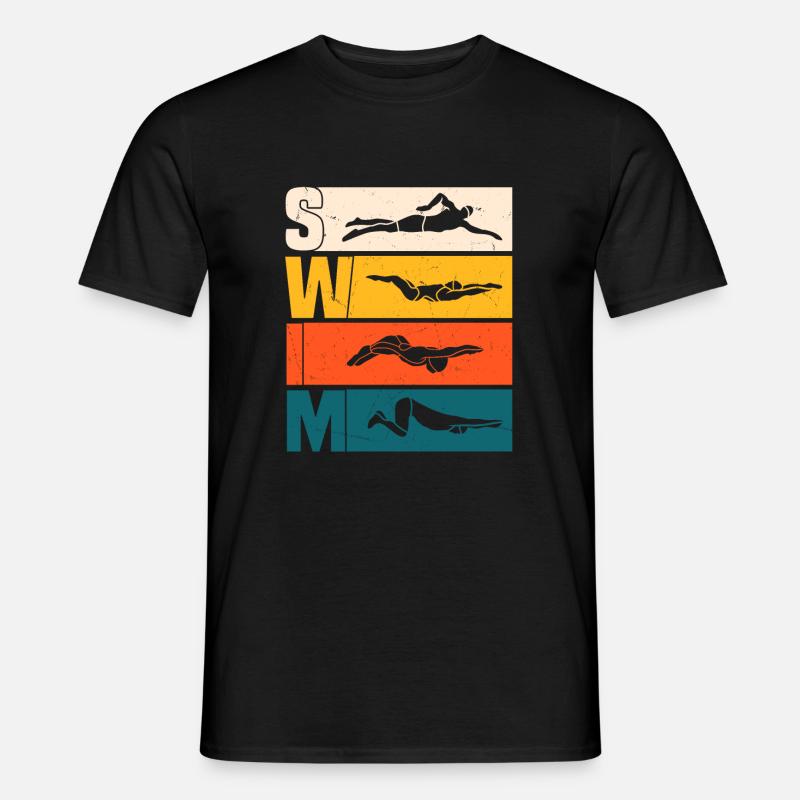 Schwimmen - Männer T-Shirt - Schwarz