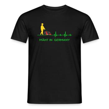 gärtner mäht rasen in germany gartenarbeit garten - Männer T-Shirt - Schwarz - Vorne - AI Model Male 178 light (178cm)