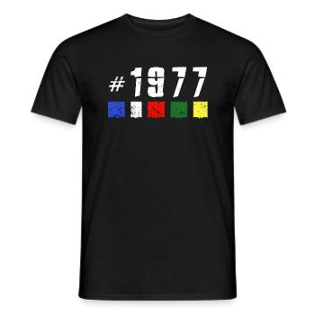 1977 retro geburtstag vintage jubiläum NEW TIBET - Männer T-Shirt - Schwarz - Vorne - AI Model Male 178 light (178cm)