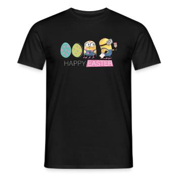 Minions With Easter Eggs Happy Easter - Men's T-Shirt - black - Front - AI Model Male 178 light (178cm)