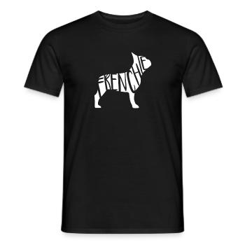 French Bulldog Frenchie - blanc - T-shirt homme - noir - Devant - AI Model Male 178 light (178cm)