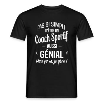 Coach Sportif - T-shirt homme - noir - Devant - AI Model Male 178 light (178cm)