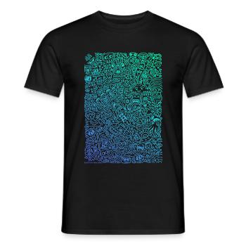Doodle Paragliders dégradé de couleurs - T-shirt homme - noir - Devant - AI Model Male 178 light (178cm)