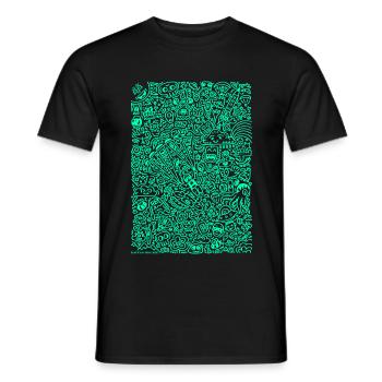 Doodle Paragliders menthe - T-shirt homme - noir - Devant - AI Model Male 178 light (178cm)