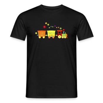 Eisenbahn Kinderspielzeug Zug Frühlingsblumen bunt - Männer T-Shirt - Schwarz - Vorne - AI Model Male 178 light (178cm)