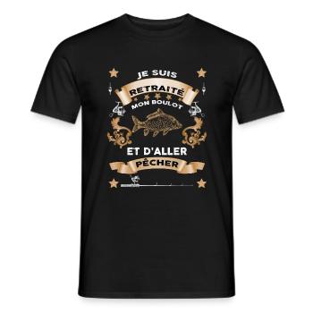 Pecheur en retraite, le bonheur mon nouveau boulot - T-shirt homme - noir - Devant - AI Model Male 178 light (178cm)