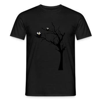 Hiboux sur un arbre - T-shirt homme - noir - Devant - AI Model Male 178 light (178cm)