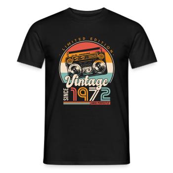 Birthday 51 years retro since 1972 gift - Men's T-Shirt - black - Front - AI Model Male 178 light (178cm)