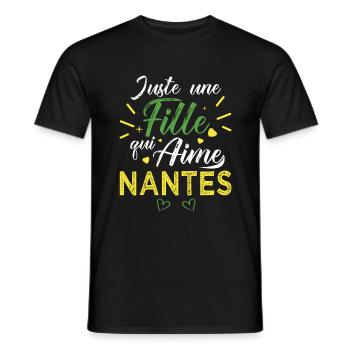 une fille aime nantes foot nantaise ville - T-shirt homme - noir - Devant - AI Model Male 178 light (178cm)