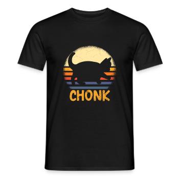 Gros chat chat chonk rétro vintage coucher de soleil - T-shirt homme - noir - Devant - AI Model Male 178 light (178cm)