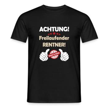 achtung freilaufender rente Pension - Männer T-Shirt - Schwarz - Vorne - AI Model Male 178 light (178cm)