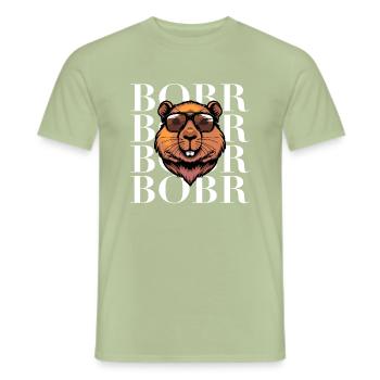 Bober Bóbr cooler Biber mit Sonnenbrille Viral Hit - Männer T-Shirt - Sage - Vorne - AI Model Male 178 light (178cm)