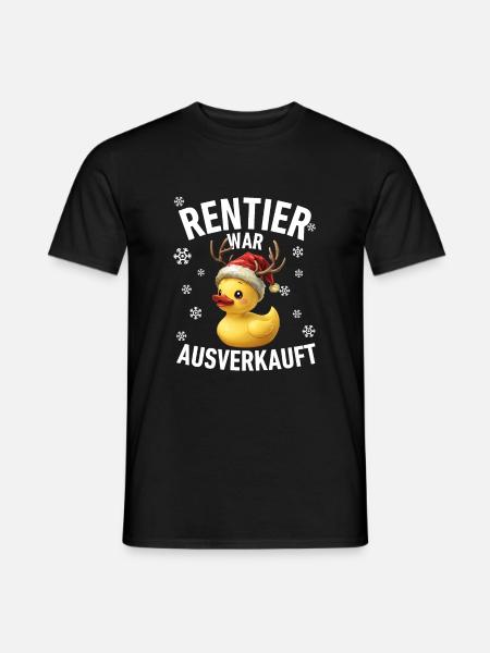 Rentier war ausverkauft Lustiger Xmas Spruch Ente - Männer T-Shirt - Schwarz