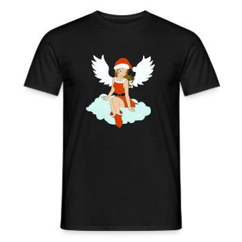Weihnachtsengel brünett wartet auf Santa - Männer T-Shirt - Schwarz - Vorne - AI Model Male 178 light (178cm)