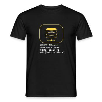 Code Database SQL Sarcasm Developer Gift - Men's T-Shirt - black - Front - AI Model Male 178 light (178cm)