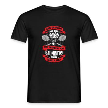 Drôle de badminton Grand-père Grand-père Cadeau - T-shirt homme - noir - Devant - AI Model Male 178 light (178cm)