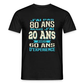 Anniversaire 80 ans - T-shirt homme - noir - Devant - AI Model Male 178 light (178cm)