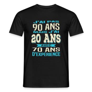 Anniversaire 90 ans - T-shirt homme - noir - Devant - AI Model Male 178 light (178cm)