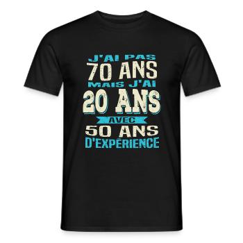 Anniversaire 70 ans - T-shirt homme - noir - Devant - AI Model Male 178 light (178cm)