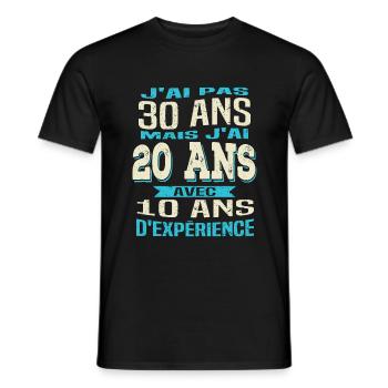 Anniversaire 30 ans - T-shirt homme - noir - Devant - AI Model Male 178 light (178cm)