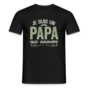 Je Suis Un Papa Qui Assure Cadeau Fête Des Pères - T-shirt homme - noir - Devant - AI Model Male 178 light (178cm)