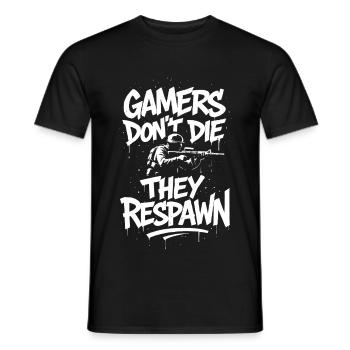Gamers Don't Die, They Respawn - Männer T-Shirt - Schwarz - Vorne - AI Model Male 178 light (178cm)