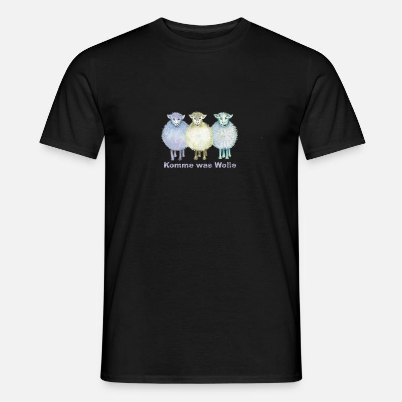 Three sheep "Come what wool" blue - Men’s T-shirt - black