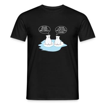 Climate Change Polar Bear Penguin Saying Melting - Men's T-Shirt - black - Front - AI Model Male 178 light (178cm)