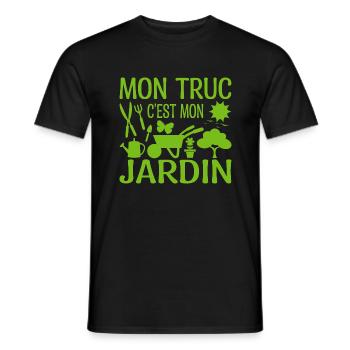 Mon Truc C'est Mon Jardin | Cadeau Jardinière - T-shirt homme - noir - Devant - AI Model Male 178 light (178cm)