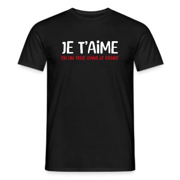 je t'aime ou un truc dans le genre - T-shirt homme - noir - Devant - AI Model Male 178 light (178cm)