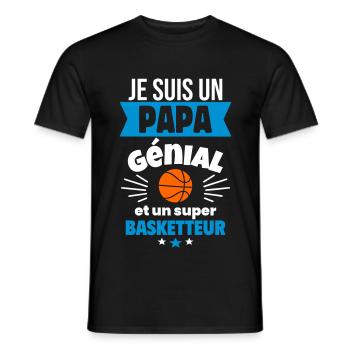 Papa génial & basketteur – idée fête des pères - T-shirt homme - noir - Devant - AI Model Male 178 light (178cm)