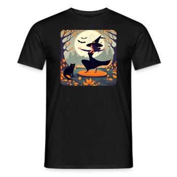 Sorcière dansant dans la forêt à la pleine lune - T-shirt homme - noir - Devant - AI Model Male 178 light (178cm)