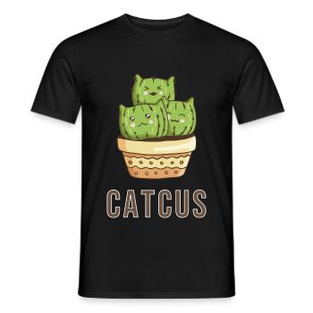 Catcus cats cat cool funny funny cactus - Men's T-Shirt - black - Front - AI Model Male 178 light (178cm)