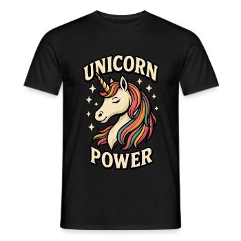 Magical unicorn with rainbow mane - Men's T-Shirt - black - Front - AI Model Male 178 light (178cm)