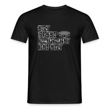 Essen Schlaf Roundnet Wiederholen - Männer T-Shirt - Schwarz - Vorne - AI Model Male 178 light (178cm)
