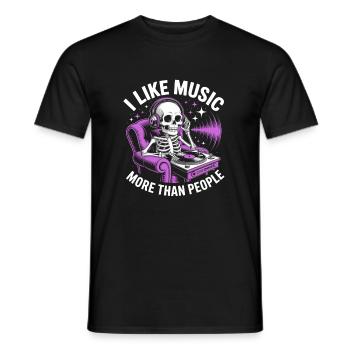 I Like Music More Than People Skeleton - Men's T-Shirt - black - Front - AI Model Male 178 light (178cm)