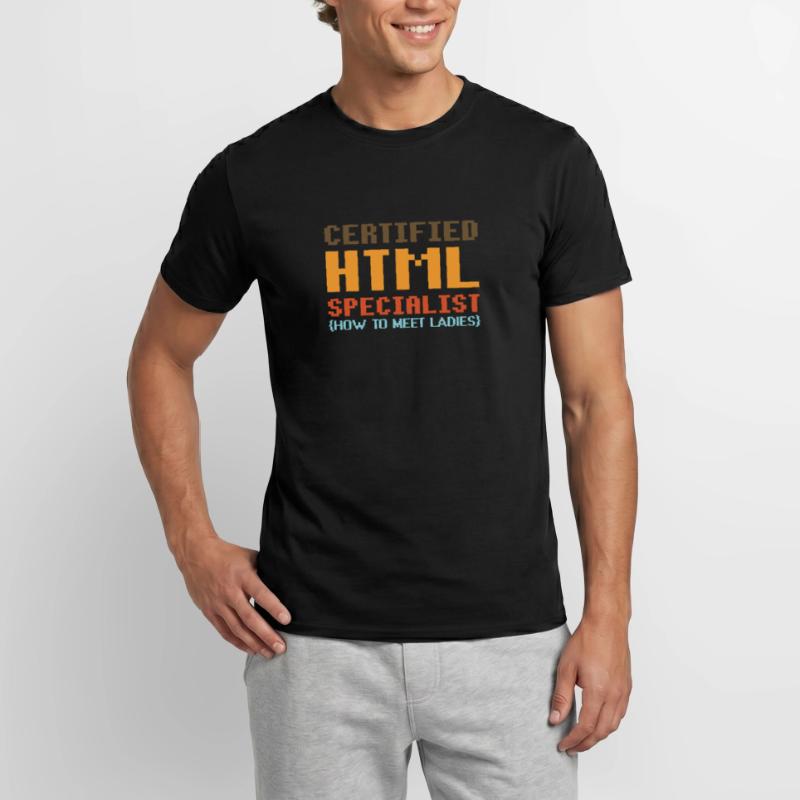 html saying gift computer science party flirt code Men’s T-shirt