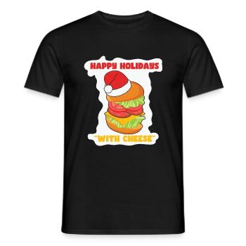Joyeuses fêtes avec cheese burger - T-shirt homme - noir - Devant - AI Model Male 178 light (178cm)