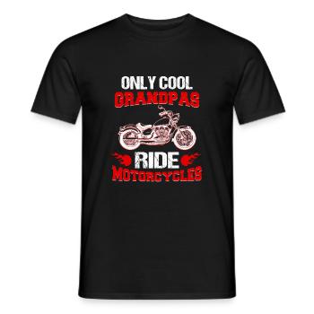 Only Cool Grandpas - Biker Grandpa - Conduire une moto - T-shirt homme - noir - Devant - AI Model Male 178 light (178cm)