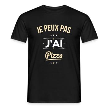 Je peux pas j'ai pizza - Cadeau humour - T-shirt homme - noir - Devant - AI Model Male 178 light (178cm)