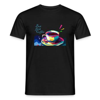 But first Coffee - Männer T-Shirt - Schwarz - Vorne - AI Model Male 178 light (178cm)
