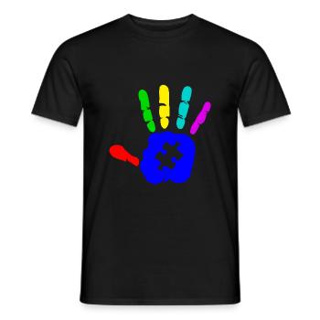 AUTISM PUZZLE HAND Cadeau de sensibilisation à l'autisme - T-shirt homme - noir - Devant - AI Model Male 178 light (178cm)